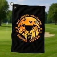 Halloween Nightmare Before Coffee Gift Golf Towel thumb 1
