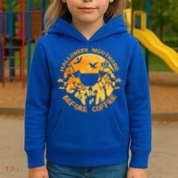 Halloween Nightmare Before Coffee Gift Kids Hoodie thumb 3
