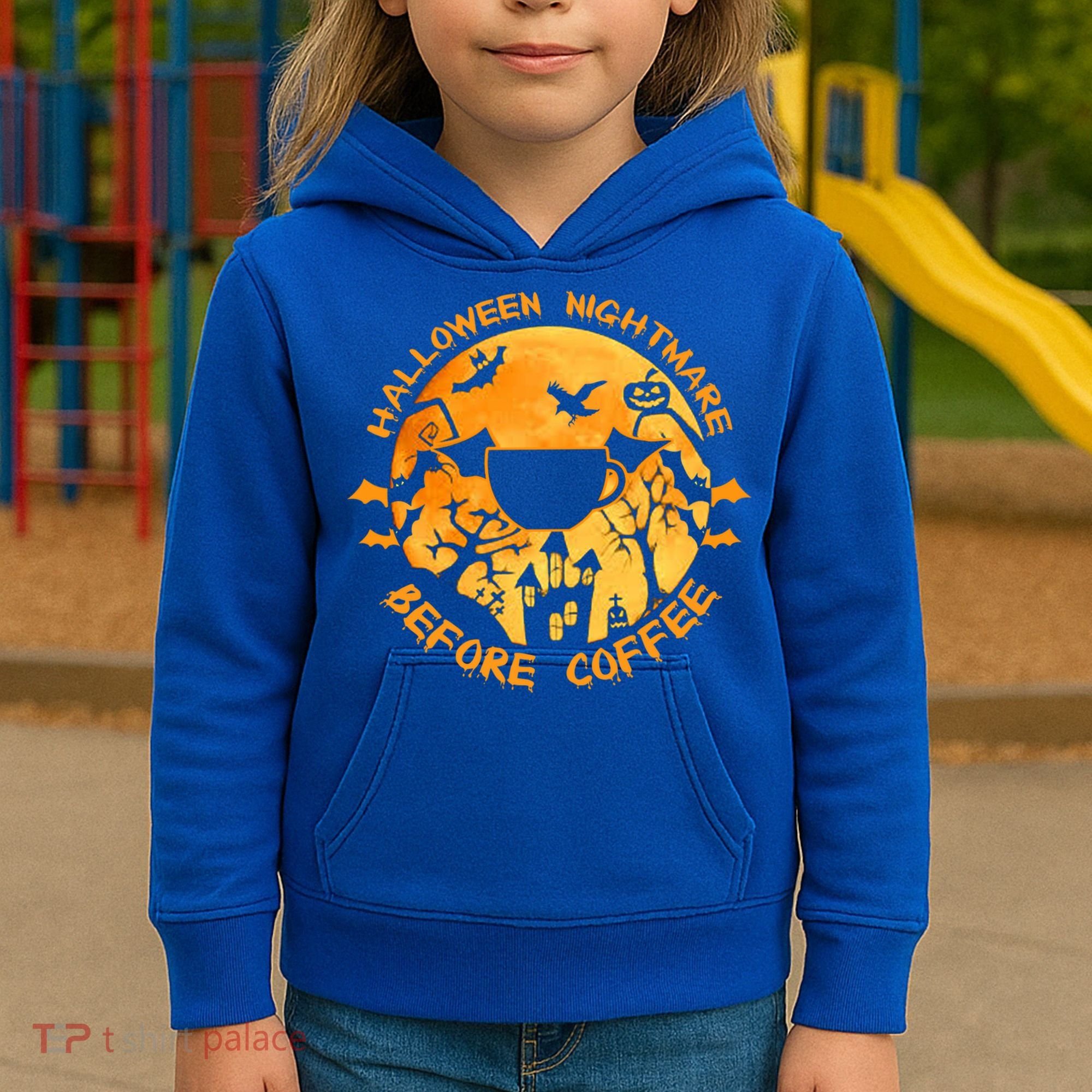 Halloween Nightmare Before Coffee Gift Kids Hoodie