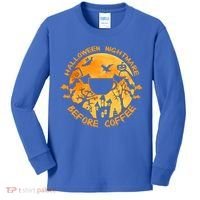 Halloween Nightmare Before Coffee Gift Kids Long Sleeve Shirt thumb 0