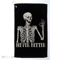 Halloween Never Better Skeleton Funny Skull Golf Towel thumb 0