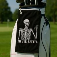 Halloween Never Better Skeleton Funny Skull Golf Towel thumb 2