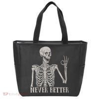 Halloween Never Better Skeleton Funny Skull Tote Bag thumb 0