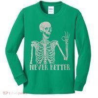 Halloween Never Better Skeleton Funny Skull Kids Long Sleeve Shirt thumb 0