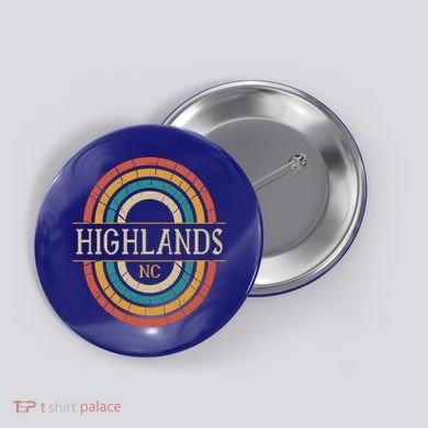 Highlands North Carolina Vintage Nc Distressed 70s 80s Retro Gift Button