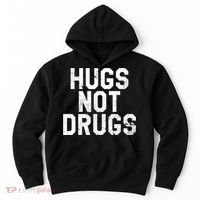 Hugs Not Drugs Distressed Jumbo Print Graphic Hoodie thumb 0