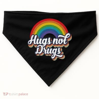 Hugs Not Drugs Rainbow USA-Made Doggie Bandana