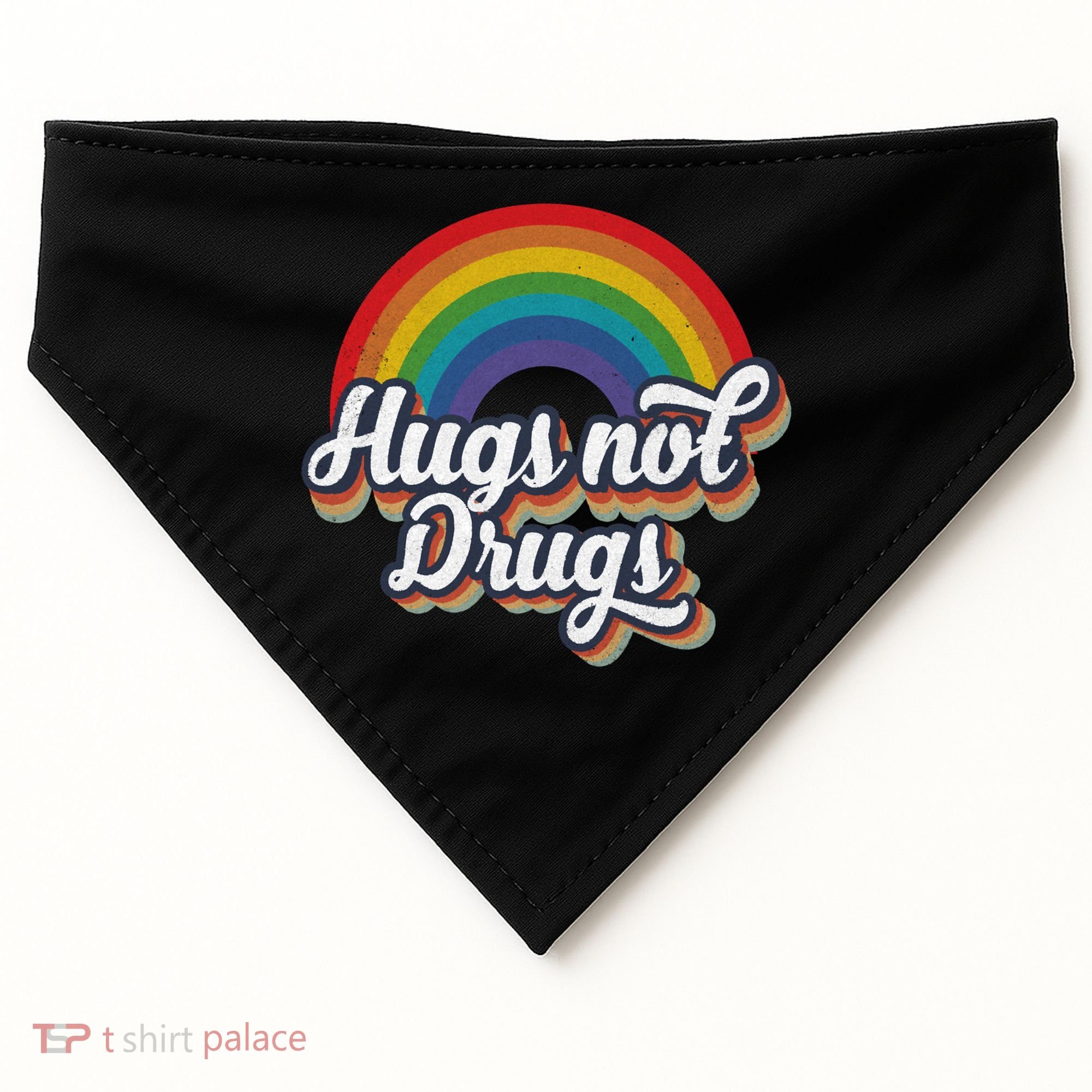 Hugs Not Drugs Rainbow USA-Made Doggie Bandana