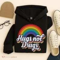 Hugs Not Drugs Rainbow Hoodie thumb 4