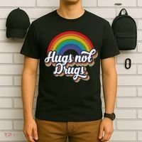 Hugs Not Drugs Rainbow T-Shirt thumb 6