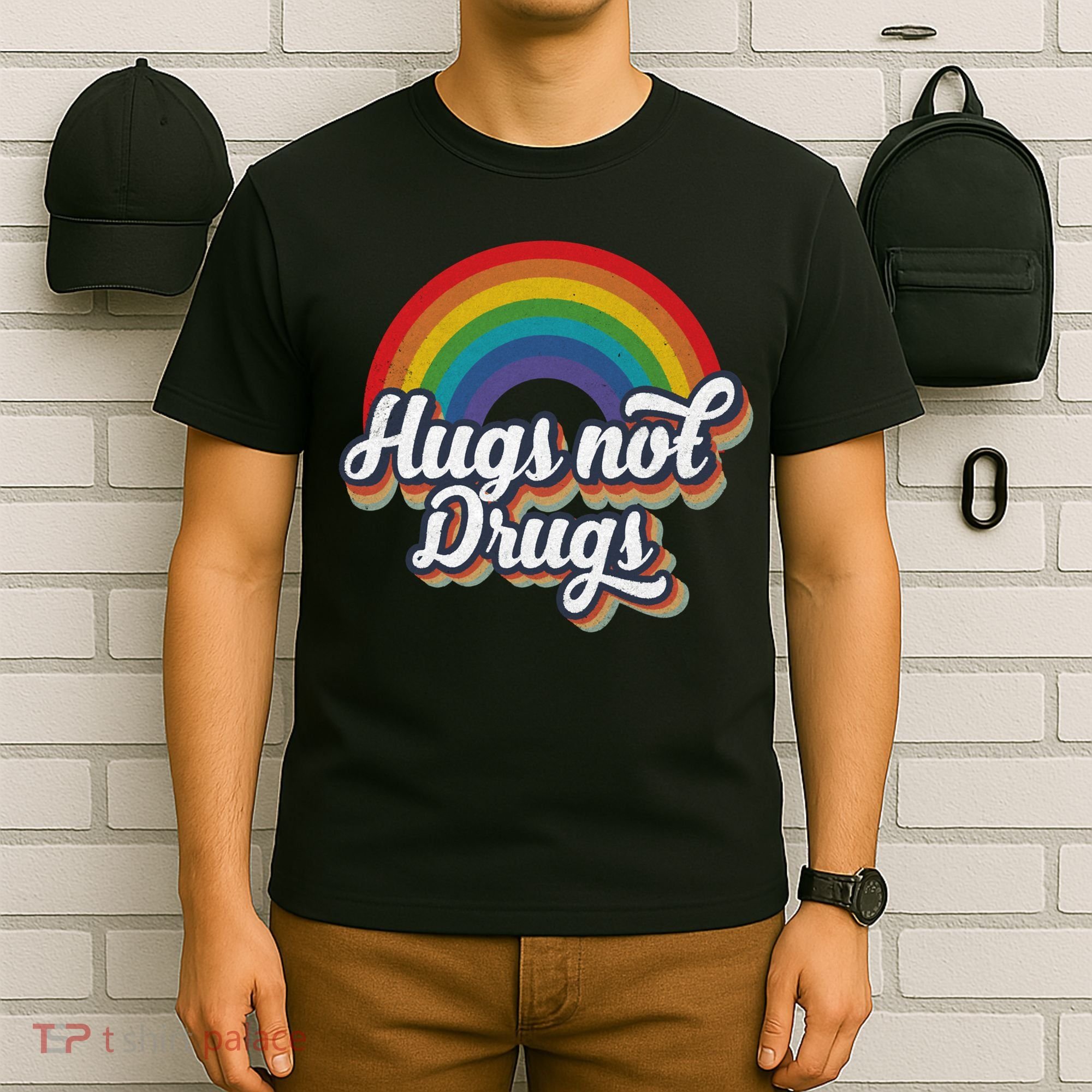 Hugs Not Drugs Rainbow T-Shirt