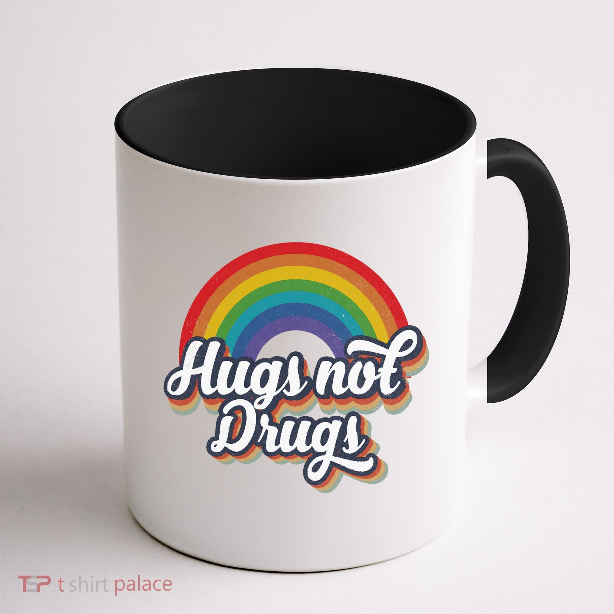 Hugs Not Drugs Rainbow Coffee Mug