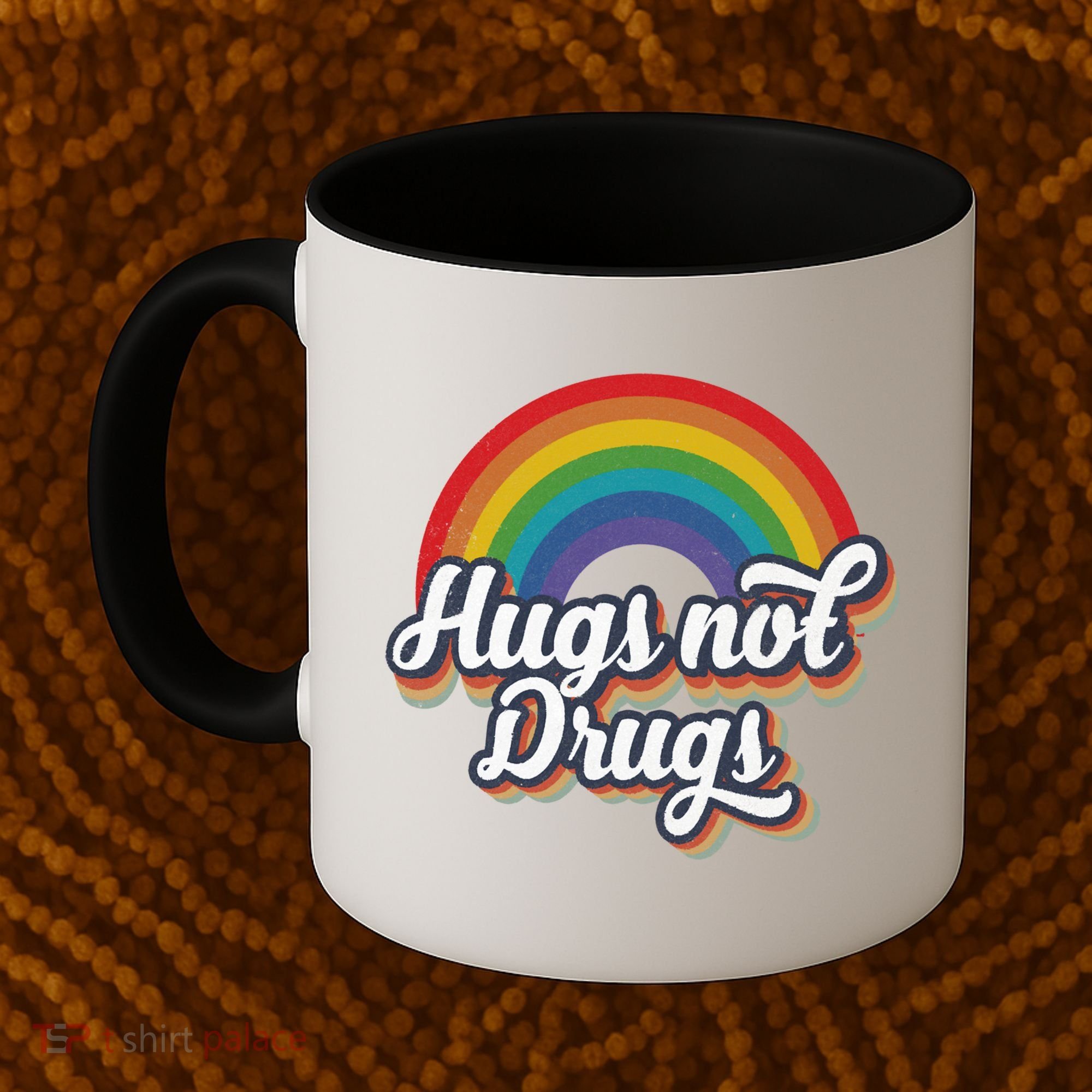 Hugs Not Drugs Rainbow Coffee Mug