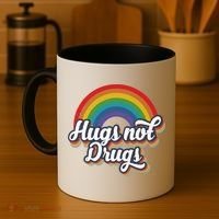 Hugs Not Drugs Rainbow Coffee Mug thumb 4