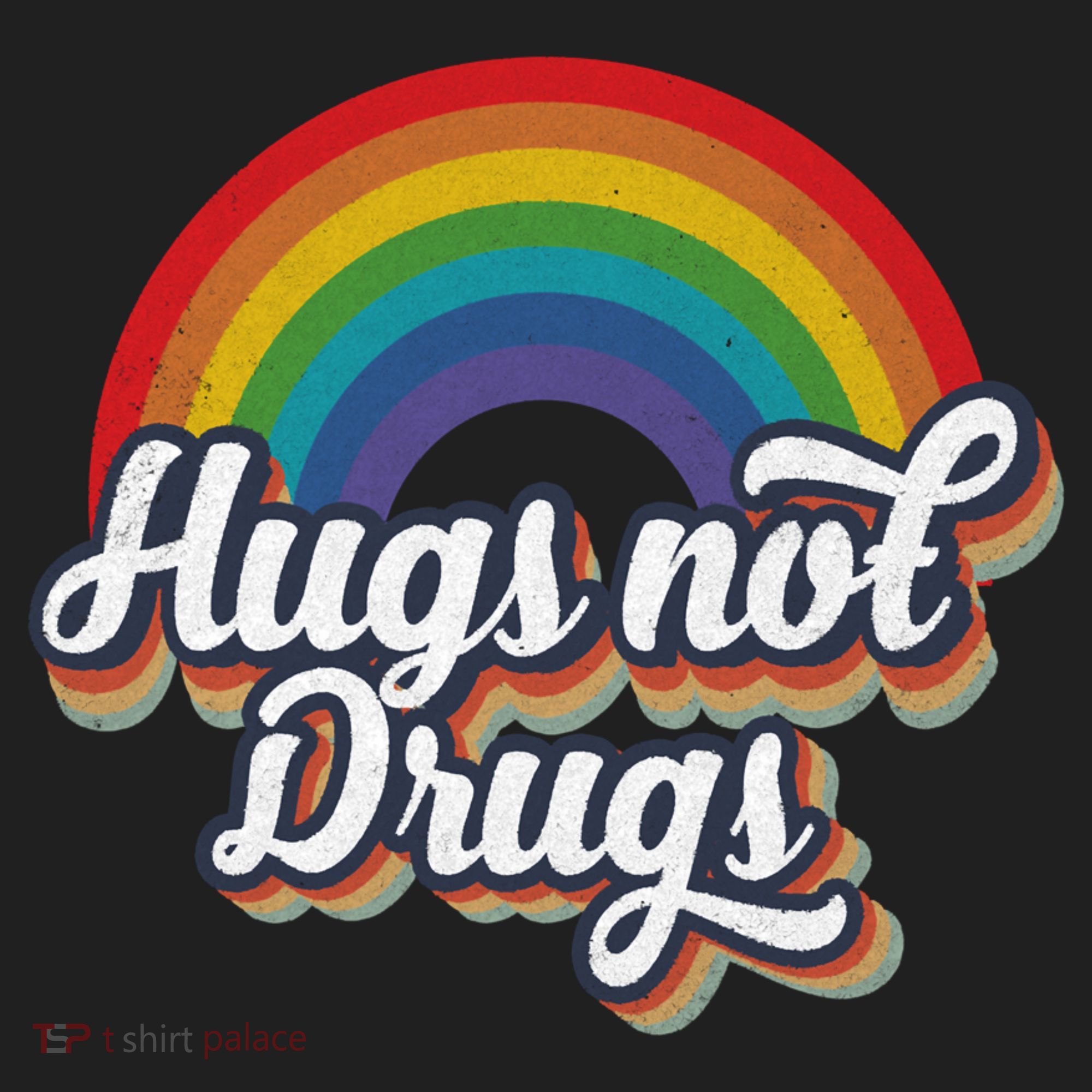 Hugs Not Drugs Rainbow Beanie