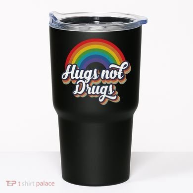 Hugs Not Drugs Rainbow Tumbler