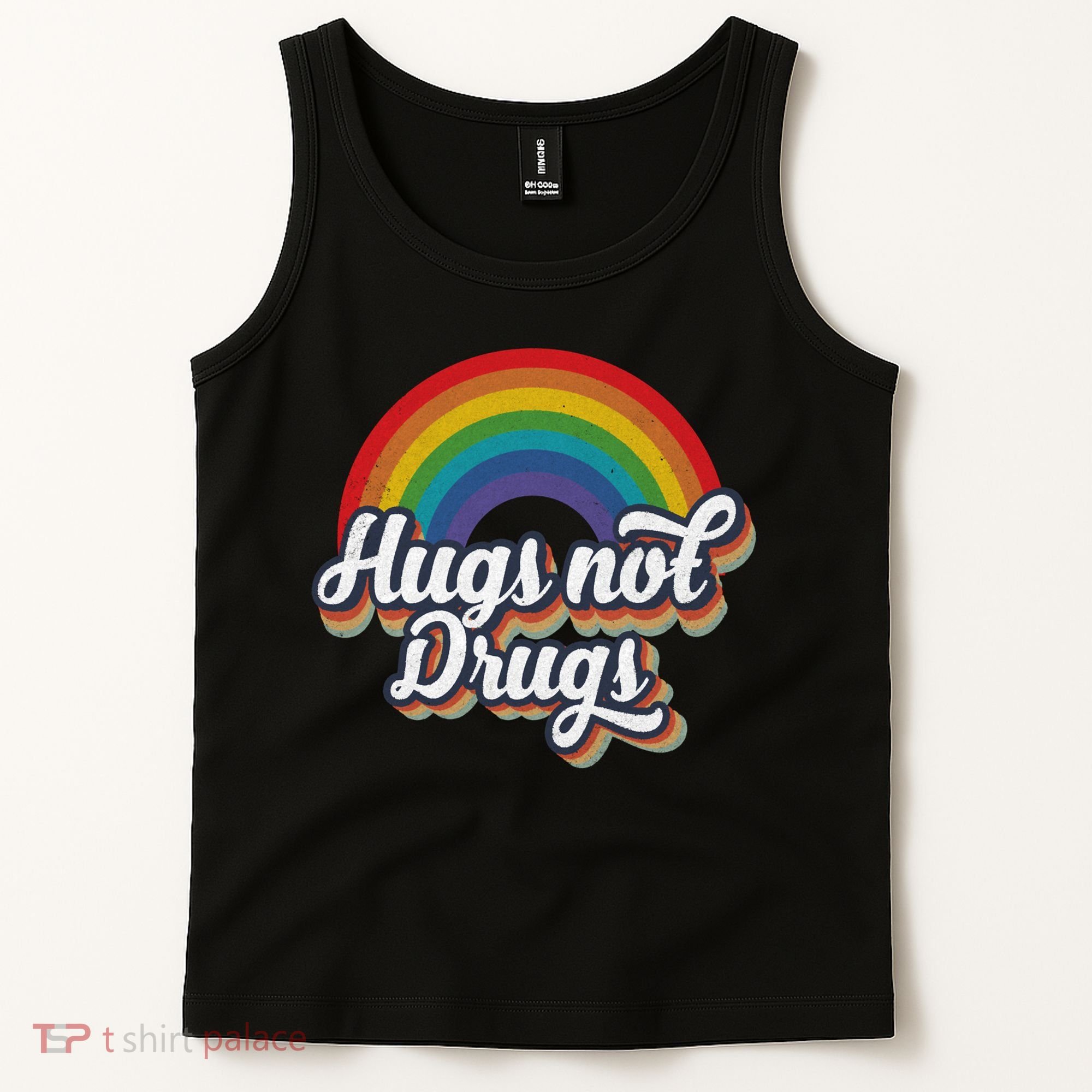 Hugs Not Drugs Rainbow Tank Top