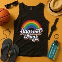 Hugs Not Drugs Rainbow Tank Top thumb 4