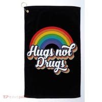 Hugs Not Drugs Rainbow Golf Towel thumb 0