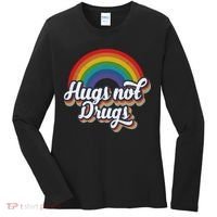 Hugs Not Drugs Rainbow Women's Long Sleeve Shirt thumb 0