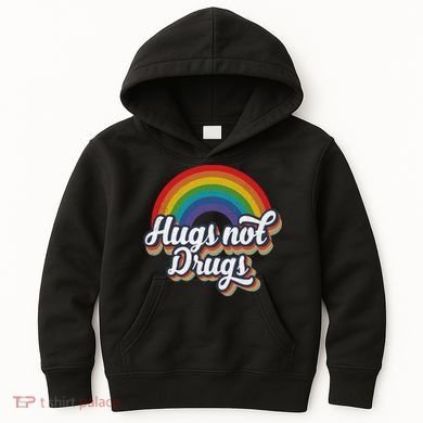 Hugs Not Drugs Rainbow Kids Hoodie
