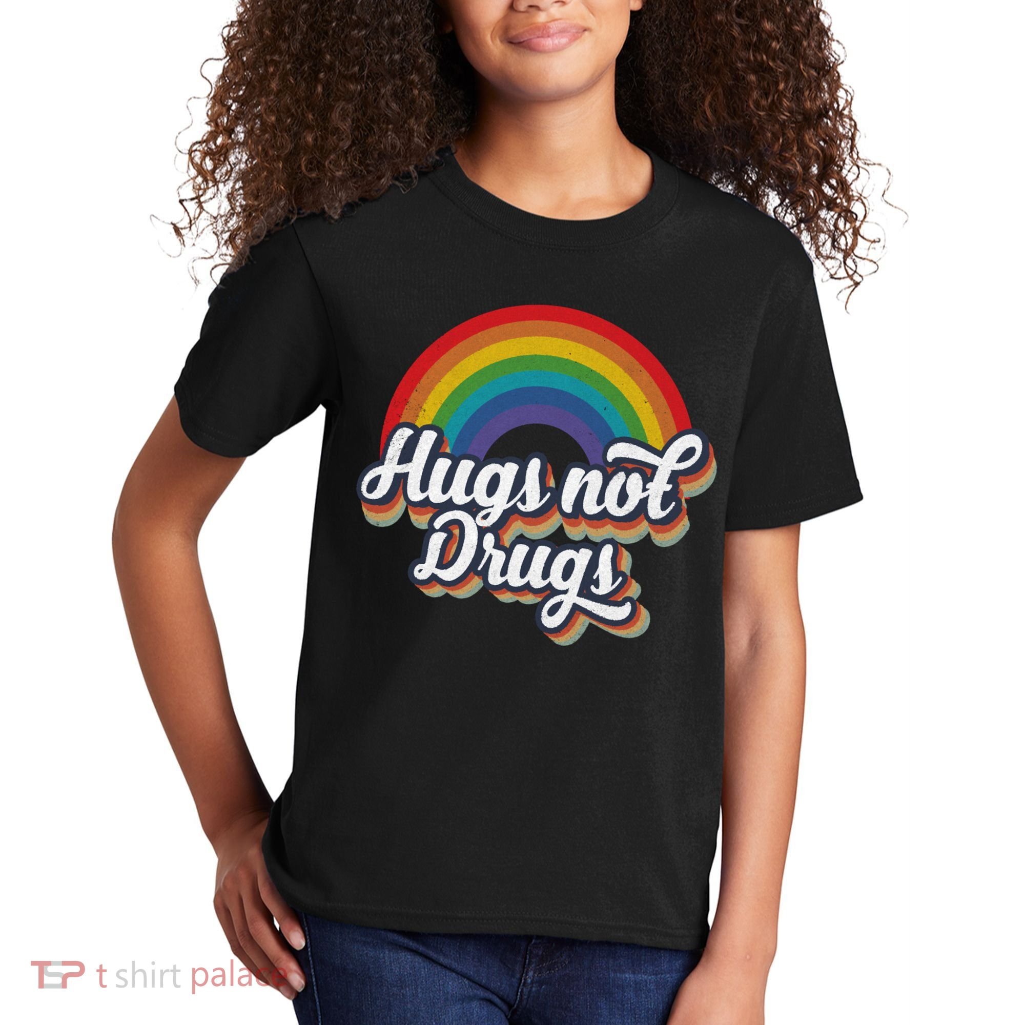 Hugs Not Drugs Rainbow Kids T-Shirt