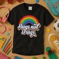 Hugs Not Drugs Rainbow Kids T-Shirt thumb 3