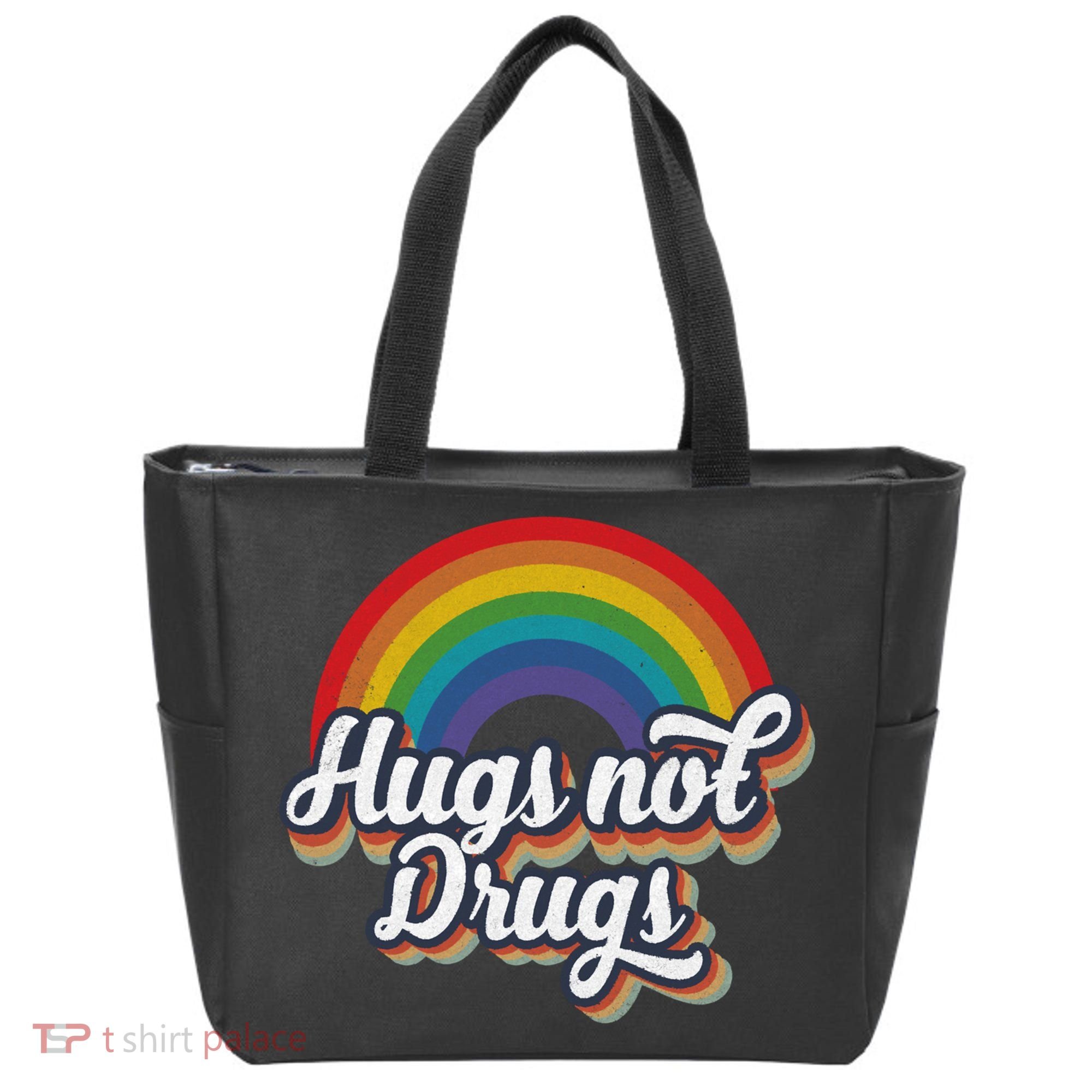 Hugs Not Drugs Rainbow Tote Bag