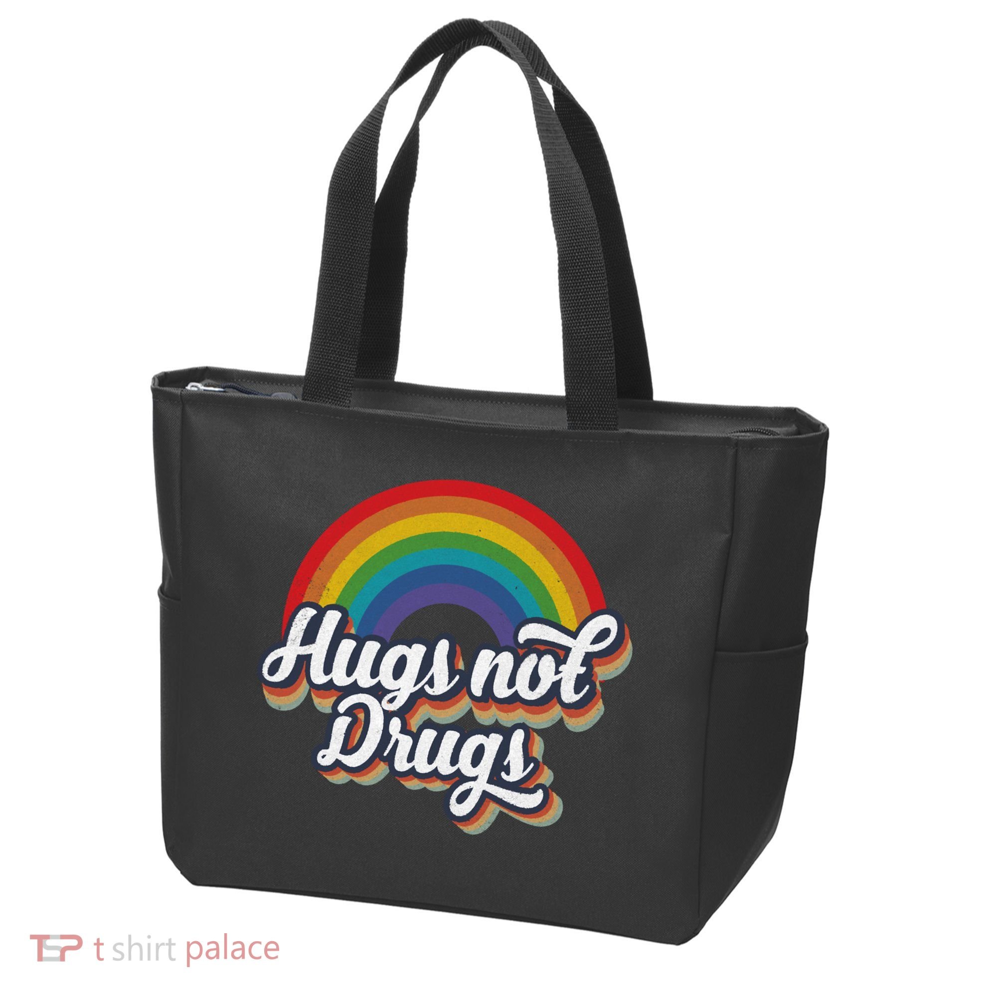 Hugs Not Drugs Rainbow Tote Bag
