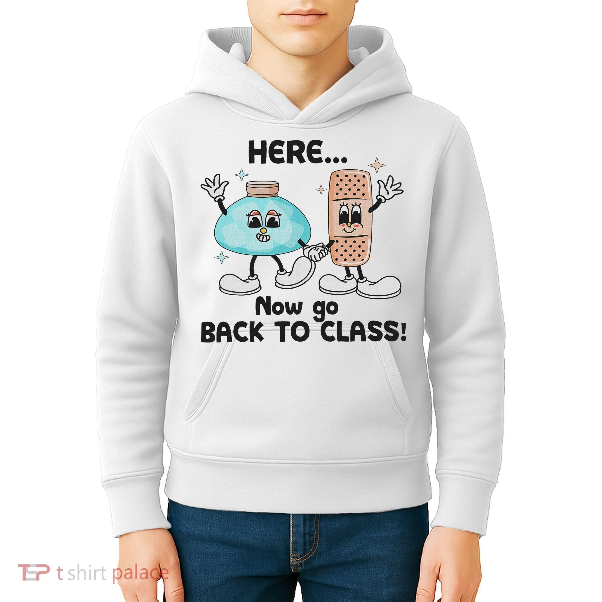 Here Now Go Back To Class School Nurse Medical Professional Kids Hoodie