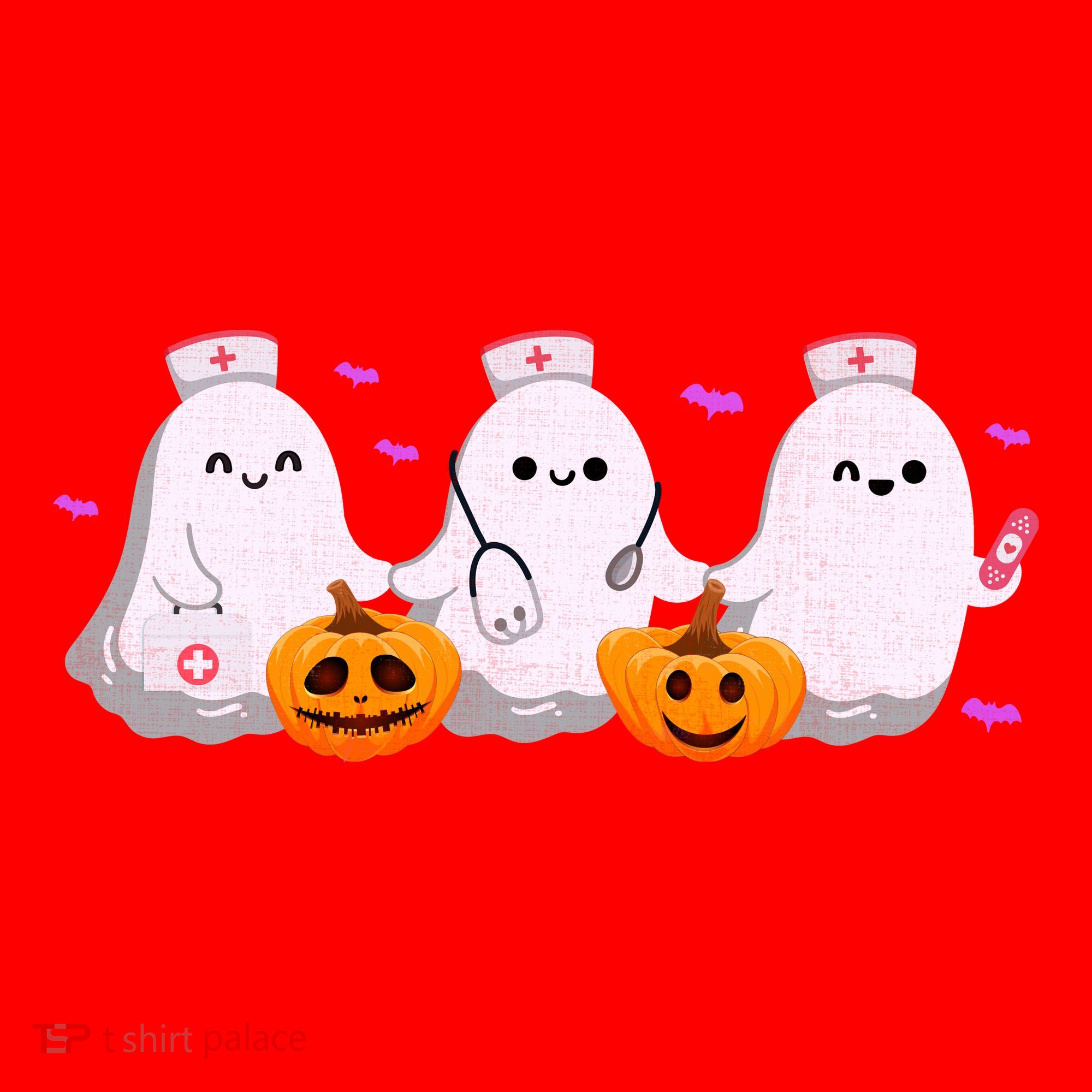 Halloween Nurse Ghosts Boo Crew Santa Hat