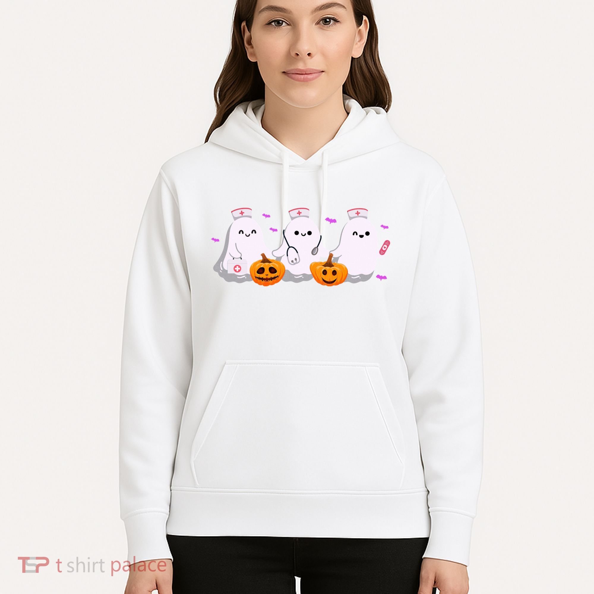Halloween Nurse Ghosts Boo Crew Hoodie