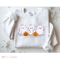 Halloween Nurse Ghosts Boo Crew Sweatshirt thumb 2