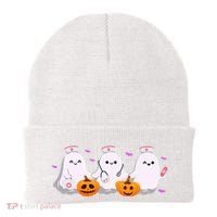 Halloween Nurse Ghosts Boo Crew Beanie thumb 0
