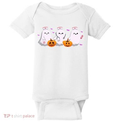 Halloween Nurse Ghosts Boo Crew Baby Bodysuit