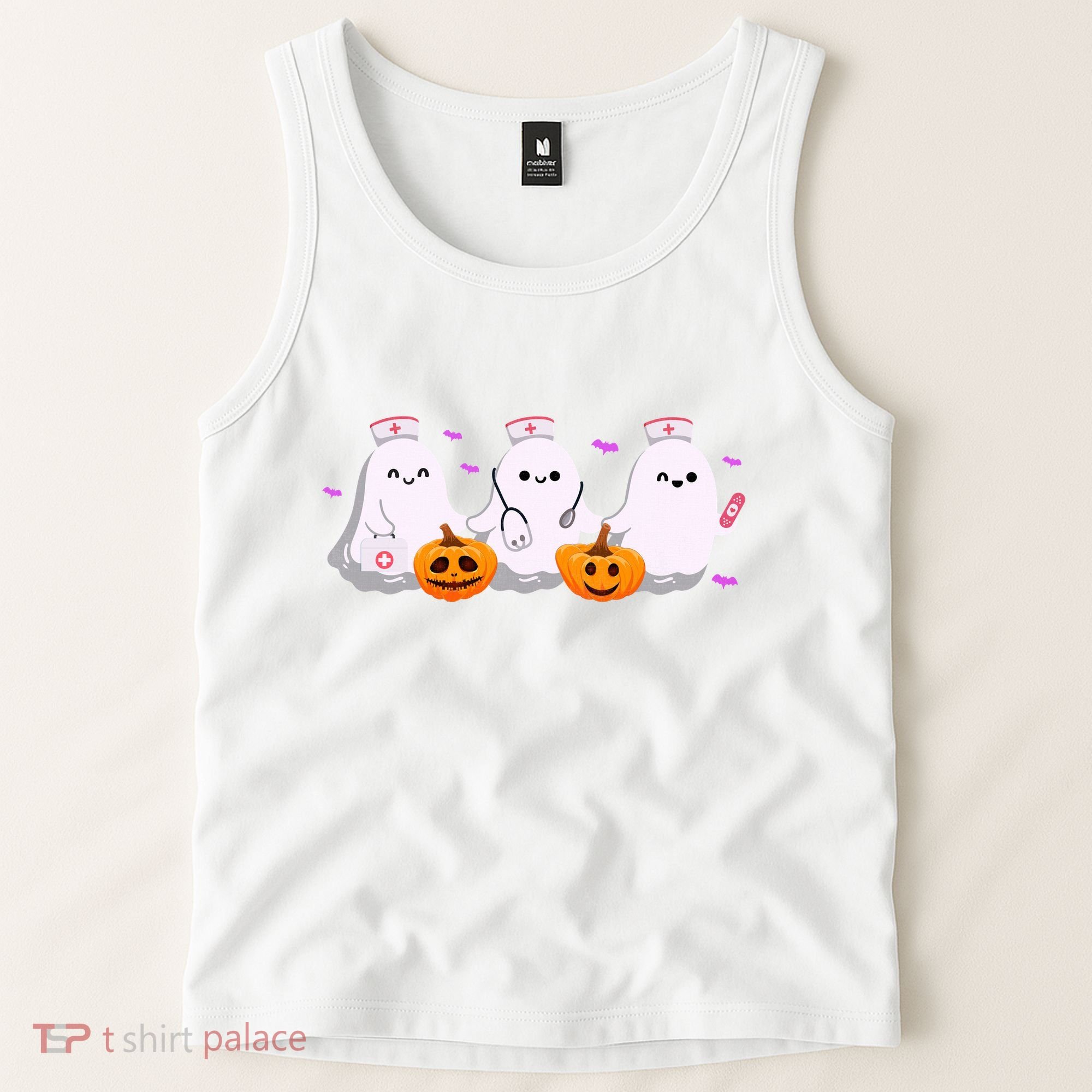 Halloween Nurse Ghosts Boo Crew Tank Top