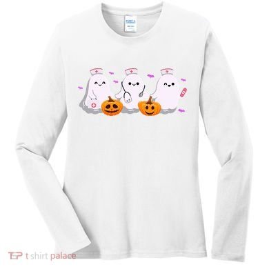 Halloween Nurse Ghosts Boo Crew Women's Long Sleeve Shirt