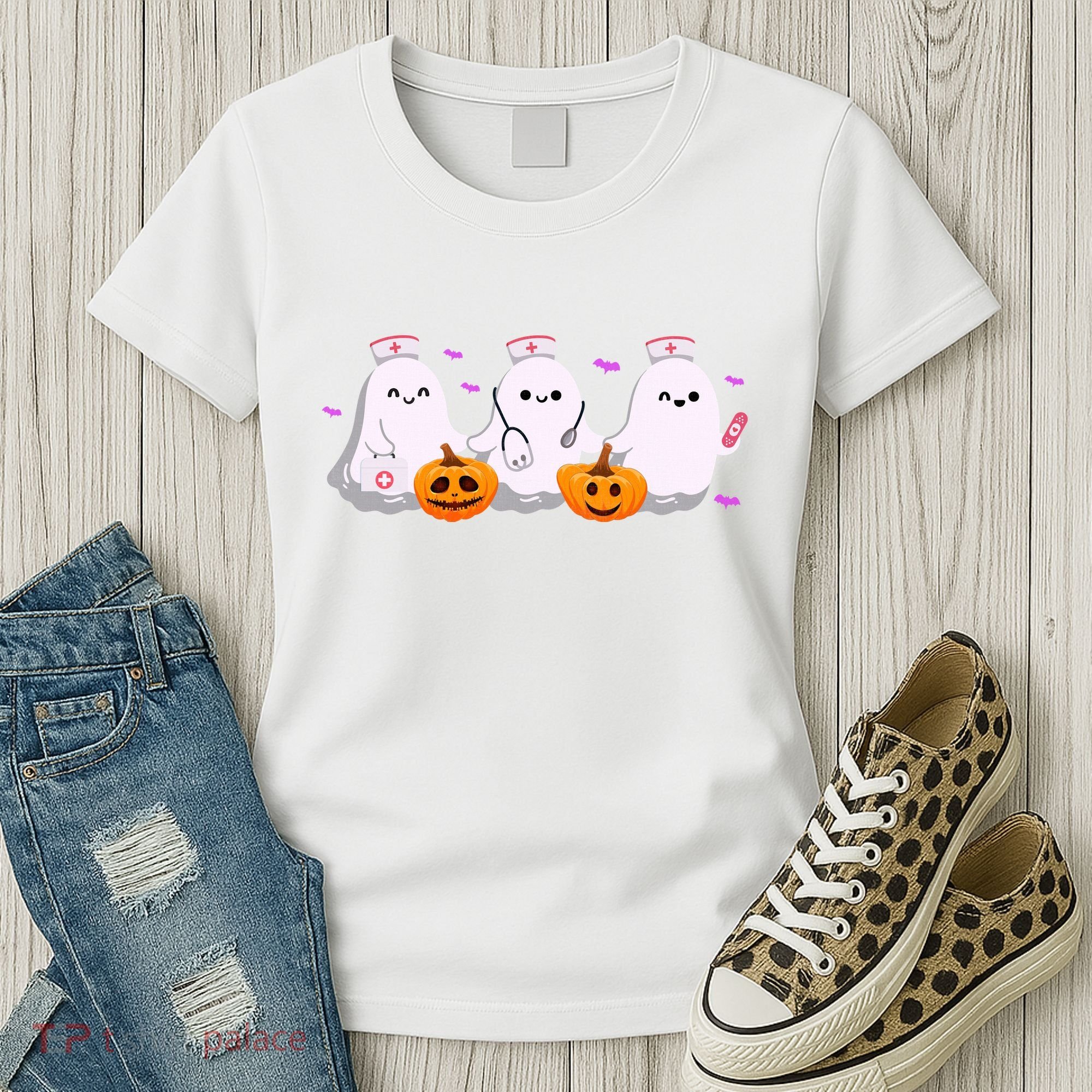Halloween Nurse Ghosts Boo Crew Women's T-Shirt