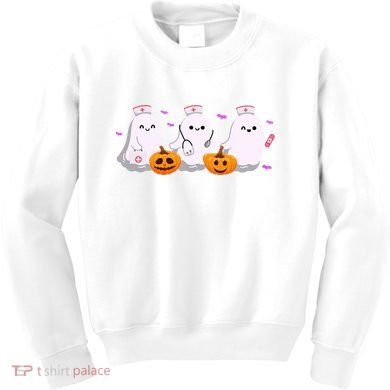 Halloween Nurse Ghosts Boo Crew Kids Sweatshirt