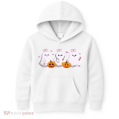 Halloween Nurse Ghosts Boo Crew Kids Hoodie