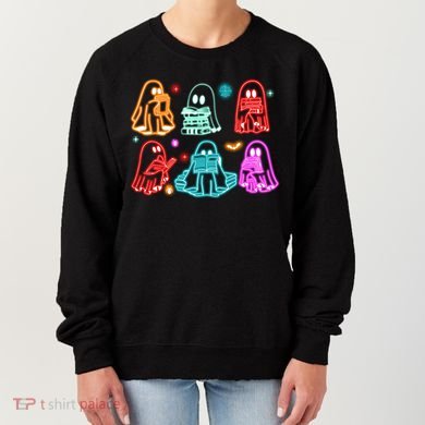 Halloween Neon Ghost Reading Books Spooky Season Women's Sweatshirt