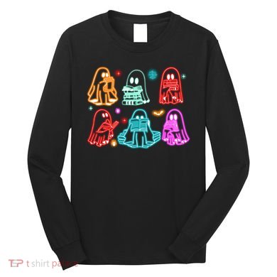 Halloween Neon Ghost Reading Books Spooky Season Long Sleeve Shirt