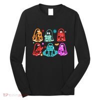 Halloween Neon Ghost Reading Books Spooky Season Long Sleeve Shirt thumb 0