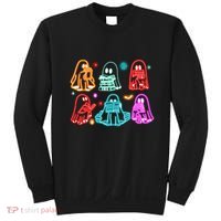 Halloween Neon Ghost Reading Books Spooky Season Sweatshirt thumb 0