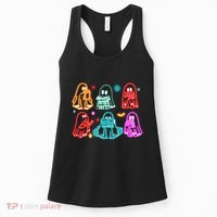 Halloween Neon Ghost Reading Books Spooky Season Women's Tank Top thumb 0