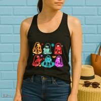Halloween Neon Ghost Reading Books Spooky Season Women's Tank Top thumb 2