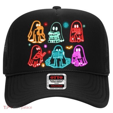 Halloween Neon Ghost Reading Books Spooky Season Hat