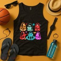 Halloween Neon Ghost Reading Books Spooky Season Tank Top thumb 4
