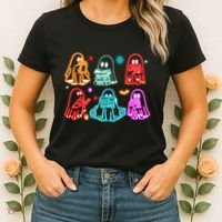 Halloween Neon Ghost Reading Books Spooky Season Women's T-Shirt thumb 2