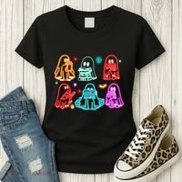 Halloween Neon Ghost Reading Books Spooky Season Women's T-Shirt thumb 3